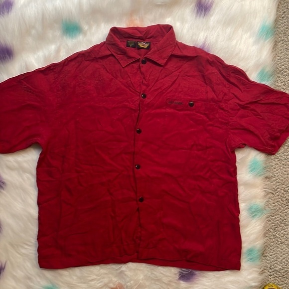 HARLEY Davidson Red Button Up Short Sleeve Sleepwear Shirt‎ - Picture 1 of 5